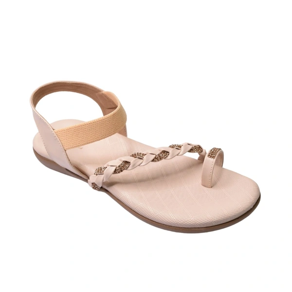 STEPEE Stepee Casual & Trendy Flats Ankle Strap One Toe Flat Sandal for Women - 40, Cream