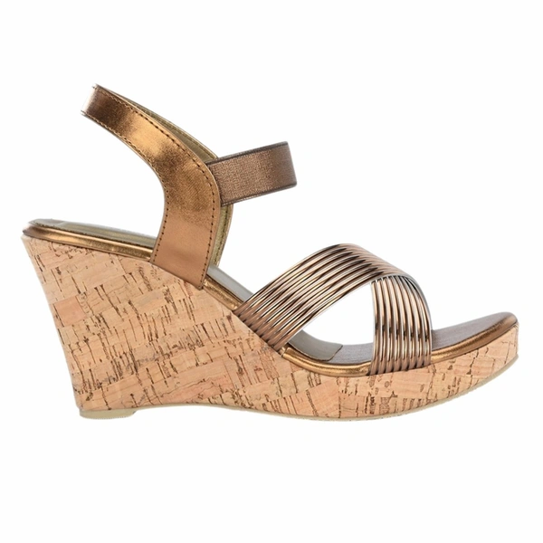 Stepee Elegant & Trendy Cirss Cross Strap Open Toe Sling Back Ankle Strap Platform Heel Sandal for Women - 40, Copper