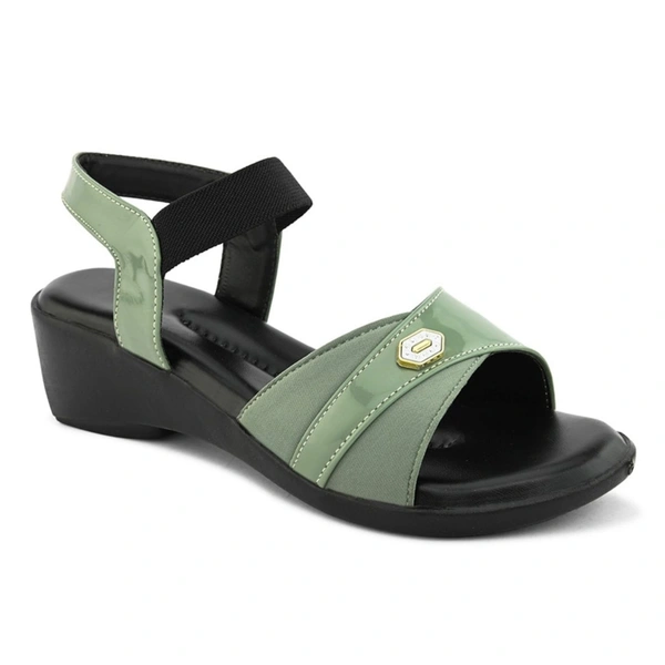 Stepee Elegant & Trendy Open Toe Sling Back Ankle Strap Wedge Sandal for Women - 38, Green