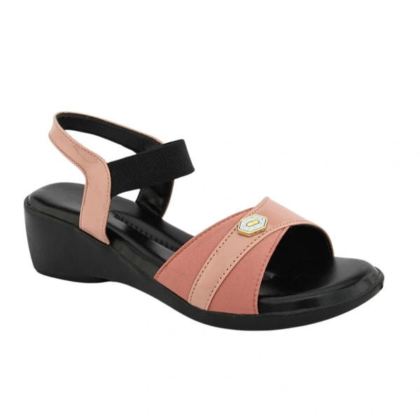 Stepee Elegant & Trendy Open Toe Sling Back Ankle Strap Wedge Sandal for Women - 38, Pink