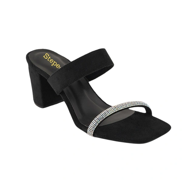 Stepee Casual & Trendy Open Toe Slip on Style Open Back Block Heel Fashion Sandal for Women - 38, Black