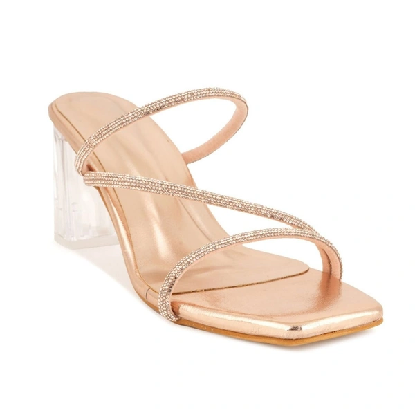 Stepee Casual & Stylish Open Toe Slip on Style Open Back Glass Pattern Block Heel Fashion Sandal for Women - 41, Sultan