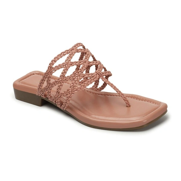 Stepee Casual & Stylish Open Toe Slip on Style Open Back Fashion Slipper Flat Sandal for Women - 38, Peach