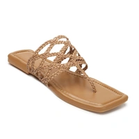 Stepee Casual & Stylish Open Toe Slip on Style Open Back Fashion Slipper Flat Sandal for Women - 37, Tan