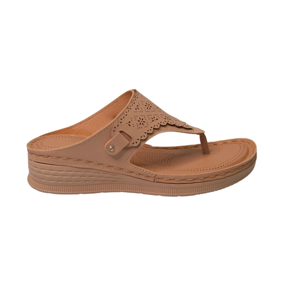 STEPEE Stepee Casual & Trendy Comfort Flats Slip on Open Back T-Strap Orthopedic Doctori Flat Slipper for Women - 38, Beige
