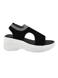 STEPEE Stepee Casual & Trendy Slingback Open Toe Flatform Wedge Sandal for Women - 41, Black