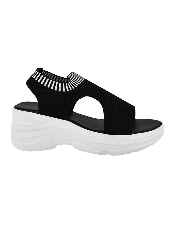 STEPEE Stepee Casual & Trendy Slingback Open Toe Flatform Wedge Sandal for Women - 41, Black