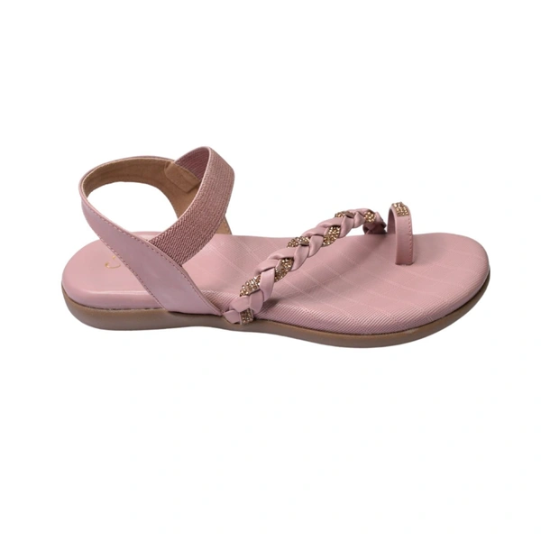 Stepee Casual & Trendy Flats Ankle Strap One Toe Flat Sandal for Women - 41, Peach