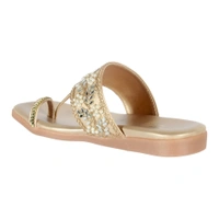 Stepee Casual & Stylish Toe Ring Kolhapuri Slipper Flat Sandal for Women - 40, Golden