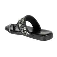 Stepee Casual & Stylish Toe Ring Kolhapuri Slipper Flat Sandal for Women - 40, Black