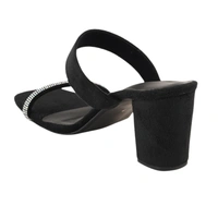 Stepee Casual & Trendy Open Toe Slip on Style Open Back Block Heel Fashion Sandal for Women - 38, Black