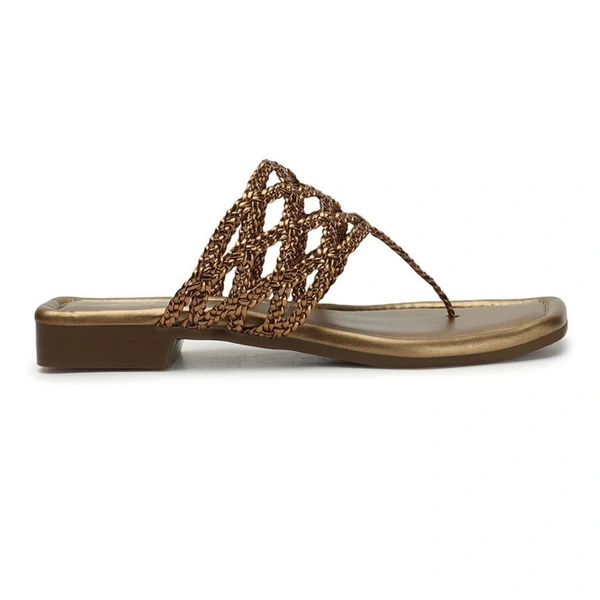 Stepee Casual & Stylish Open Toe Slip on Style Open Back Fashion Slipper Flat Sandal for Women - 38, Copper