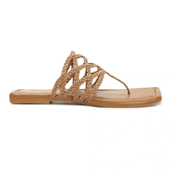 Stepee Casual & Stylish Open Toe Slip on Style Open Back Fashion Slipper Flat Sandal for Women - 37, Tan