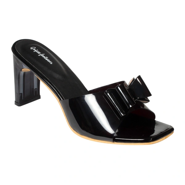 Stepee Girl's Stylish Fashion Sandal For Women 2 Inch Transparent (Clear) Block Heel Sandals - 37, Black
