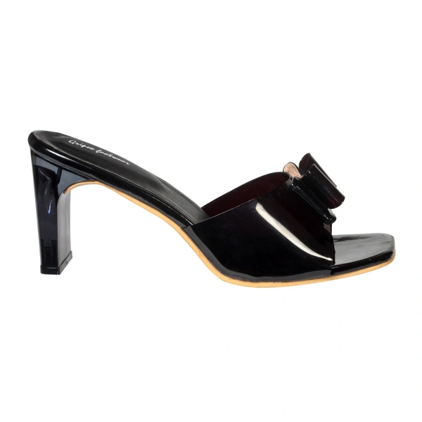Stepee Girl's Stylish Fashion Sandal For Women 2 Inch Transparent (Clear) Block Heel Sandals - 37, Black