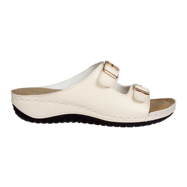 Stepee Casual & Fancy Flats Slip on Open Toe Fashion Flat Comfort Slipper for Women - 37, Cream