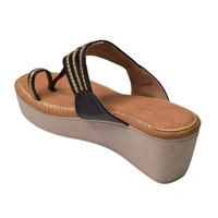 Stepee Casual & Trendy Slip on Open Back One Toe Kohlapuri Style Flatform Wedge Sandal for Women - 39, Black