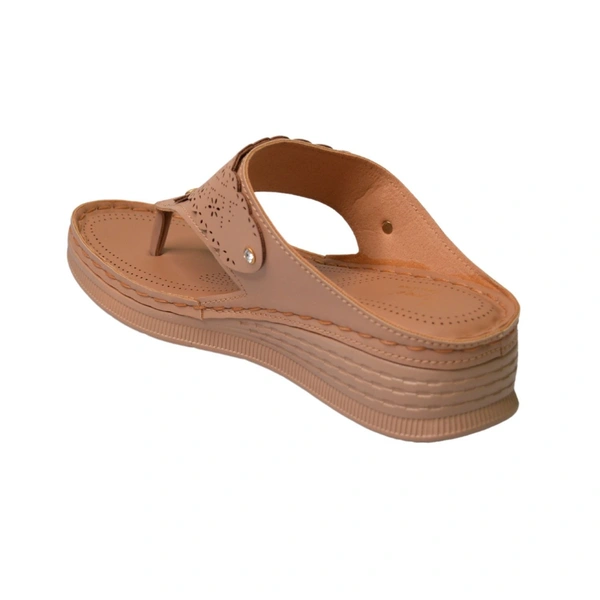 STEPEE Stepee Casual & Trendy Comfort Flats Slip on Open Back T-Strap Orthopedic Doctori Flat Slipper for Women - 38, Beige