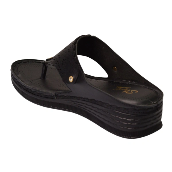 STEPEE Stepee Casual & Trendy Comfort Flats Slip on Open Back T-Strap Orthopedic Doctori Flat Slipper for Women - 41, Black