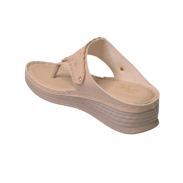 STEPEE Stepee Casual & Trendy Comfort Flats Slip on Open Back T-Strap Orthopedic Doctori Flat Slipper for Women - 38, Cream