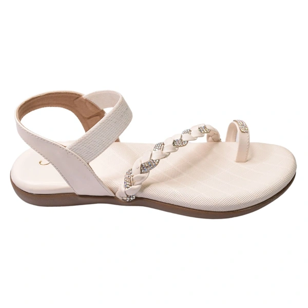 Stepee Casual & Trendy Flats Ankle Strap One Toe Flat Sandal for Women - 39, White