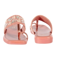 Stepee Casual & Stylish Toe Ring Kolhapuri Slipper Flat Sandal for Women - 37, Peach