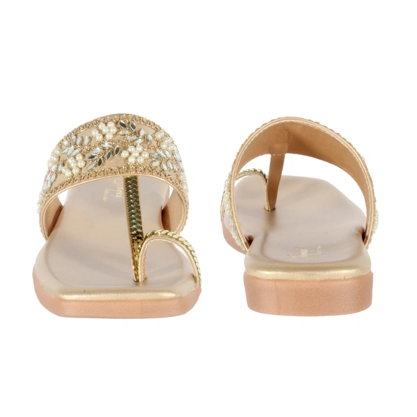 Stepee Casual & Stylish Toe Ring Kolhapuri Slipper Flat Sandal for Women - 40, Golden