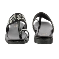 Stepee Casual & Stylish Toe Ring Kolhapuri Slipper Flat Sandal for Women - 40, Black