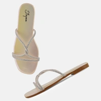 Stepee Trendy & Fancy Elegant Look Criss Cross Strap Flat Sandal for Women - 38, Gold