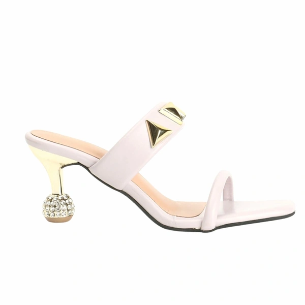 Stepee Elegant & Trendy western- embellished Upper Open Back Slip on Open Toe Block Heel Sandal for Women - 38, Cream