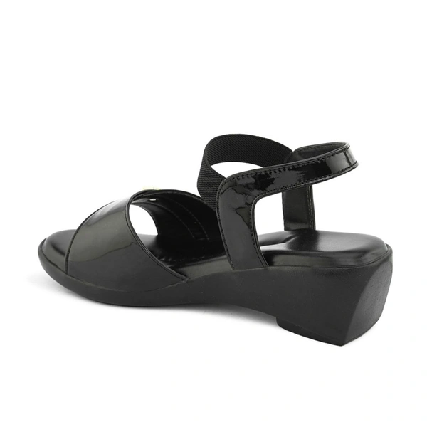 Stepee Elegant & Trendy Open Toe Sling Back Ankle Strap Wedge Sandal for Women - 39, Black