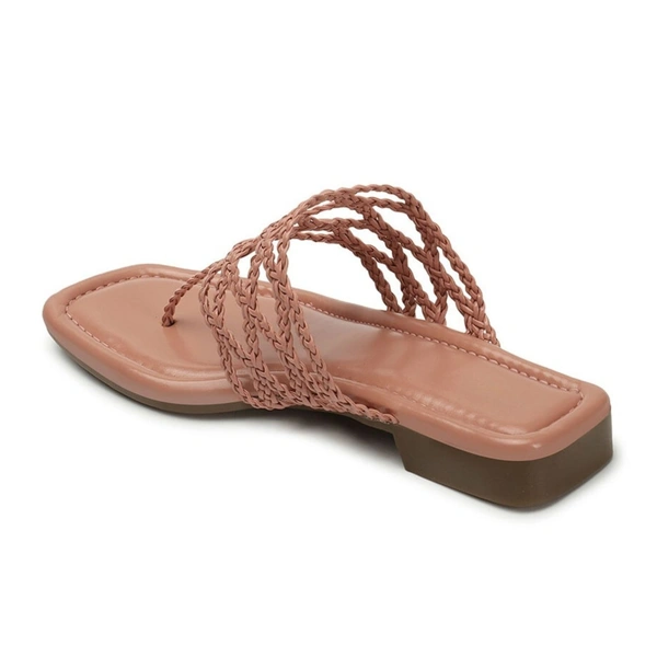 Stepee Casual & Stylish Open Toe Slip on Style Open Back Fashion Slipper Flat Sandal for Women - 38, Peach