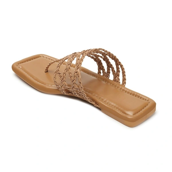 Stepee Casual & Stylish Open Toe Slip on Style Open Back Fashion Slipper Flat Sandal for Women - 37, Tan