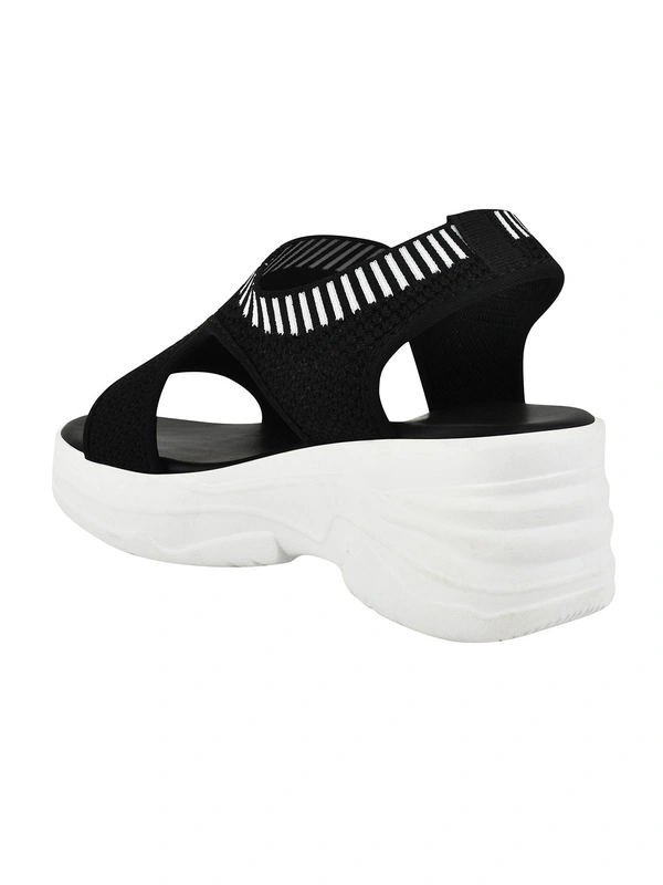 STEPEE Stepee Casual & Trendy Slingback Open Toe Flatform Wedge Sandal for Women - 41, Black