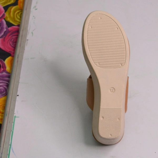 Stepee Casual & Trendy Slip on Open Back One Toe Kohlapuri Style Flatform Wedge Sandal for Women - 41, Tan