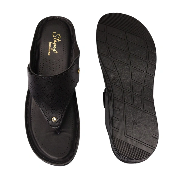 STEPEE Stepee Casual & Trendy Comfort Flats Slip on Open Back T-Strap Orthopedic Doctori Flat Slipper for Women - 41, Black