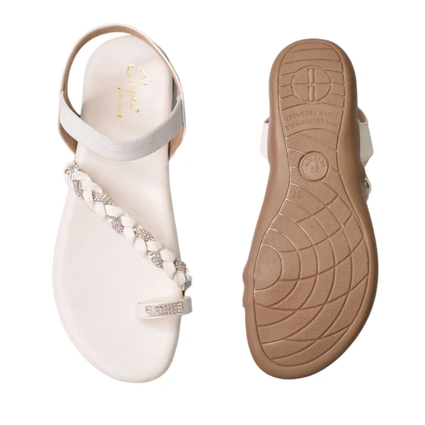 Stepee Casual & Trendy Flats Ankle Strap One Toe Flat Sandal for Women - 39, White
