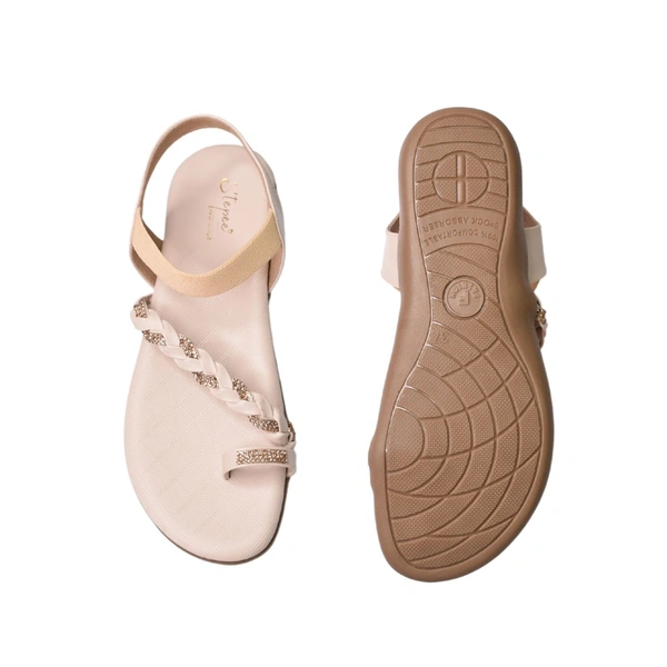 STEPEE Stepee Casual & Trendy Flats Ankle Strap One Toe Flat Sandal for Women - 40, Cream