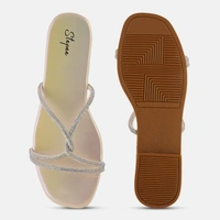 Stepee Trendy & Fancy Elegant Look Criss Cross Strap Flat Sandal for Women - 38, Gold