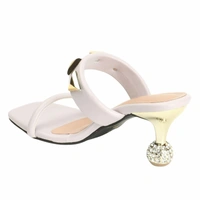 Stepee Elegant & Trendy western- embellished Upper Open Back Slip on Open Toe Block Heel Sandal for Women - 38, Cream