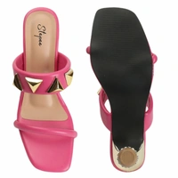 Stepee Elegant & Trendy western- embellished Upper Open Back Slip on Open Toe Block Heel Sandal for Women - 39, Pink