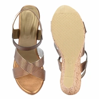 Stepee Elegant & Trendy Cirss Cross Strap Open Toe Sling Back Ankle Strap Platform Heel Sandal for Women - 40, Copper