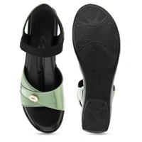Stepee Elegant & Trendy Open Toe Sling Back Ankle Strap Wedge Sandal for Women - 38, Green