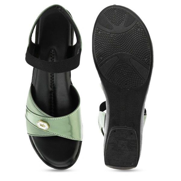 Stepee Elegant & Trendy Open Toe Sling Back Ankle Strap Wedge Sandal for Women - 38, Green