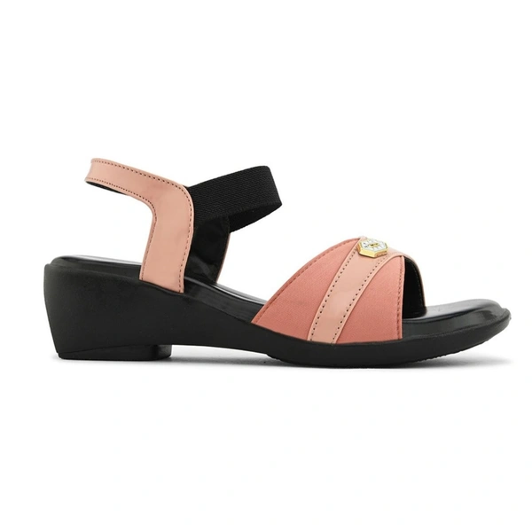 Stepee Elegant & Trendy Open Toe Sling Back Ankle Strap Wedge Sandal for Women - 38, Pink