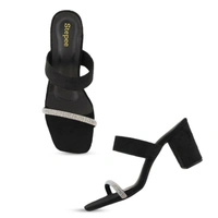 Stepee Casual & Trendy Open Toe Slip on Style Open Back Block Heel Fashion Sandal for Women - 38, Black