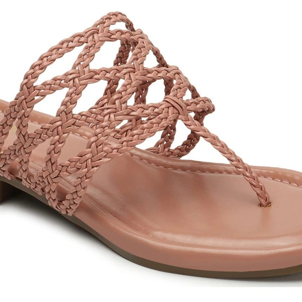 Stepee Casual & Stylish Open Toe Slip on Style Open Back Fashion Slipper Flat Sandal for Women - 38, Peach