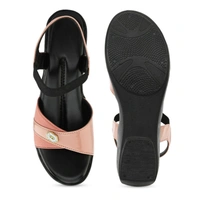 Stepee Elegant & Trendy Open Toe Sling Back Ankle Strap Wedge Sandal for Women - 38, Pink