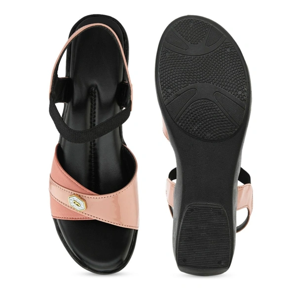 Stepee Elegant & Trendy Open Toe Sling Back Ankle Strap Wedge Sandal for Women - 38, Pink
