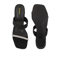 Stepee Casual & Trendy Open Toe Slip on Style Open Back Block Heel Fashion Sandal for Women - 38, Black